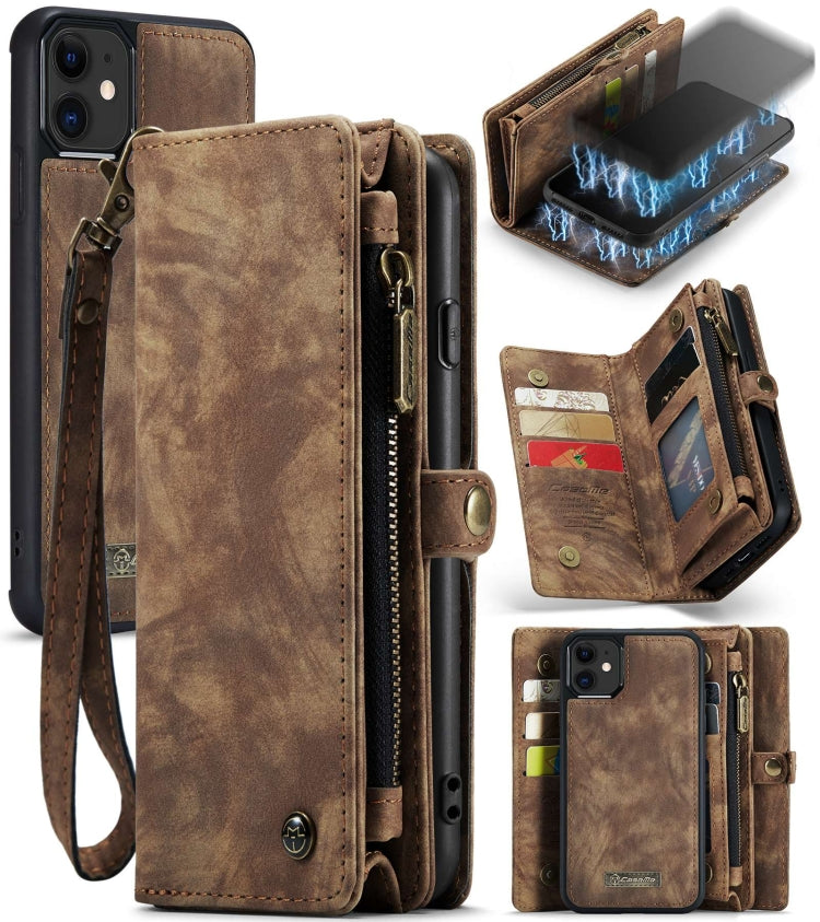 For iPhone 11 CaseMe-008 Detachable Multifunctional Horizontal Flip Leather Case with Card Slot & Holder & Zipper Wallet & Photo Frame (Brown) - HoMEdemic™ 