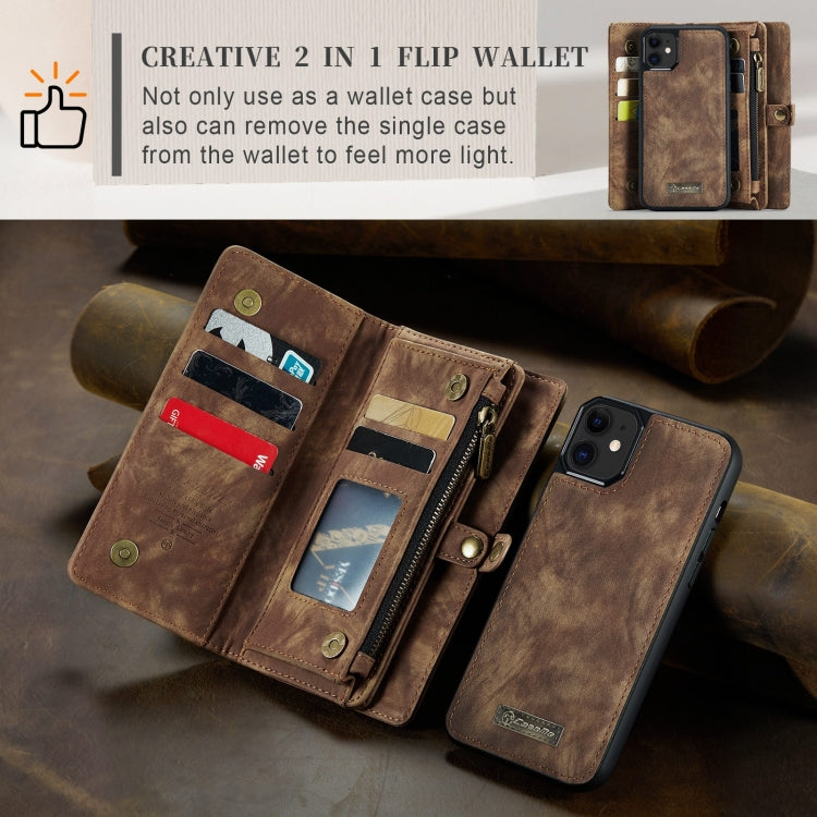 For iPhone 11 CaseMe-008 Detachable Multifunctional Horizontal Flip Leather Case with Card Slot & Holder & Zipper Wallet & Photo Frame (Brown) - HoMEdemic™ 