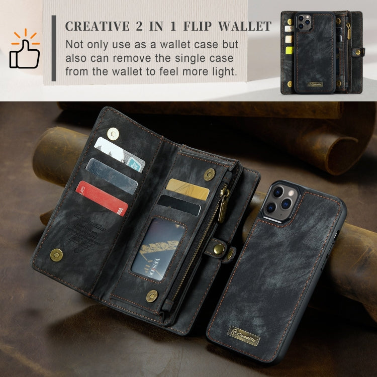 For iPhone 11 Pro Max CaseMe-008 Detachable Multifunctional Horizontal Flip Leather Case with Card Slot & Holder & Zipper Wallet & Photo Frame (Black) - HoMEdemic™ 