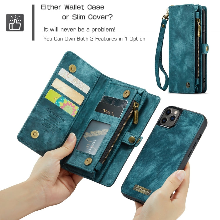 For iPhone 11 Pro Max CaseMe-008 Detachable Multifunctional Horizontal Flip Leather Case with Card Slot & Holder & Zipper Wallet & Photo Frame (Blue) - HoMEdemic™ 