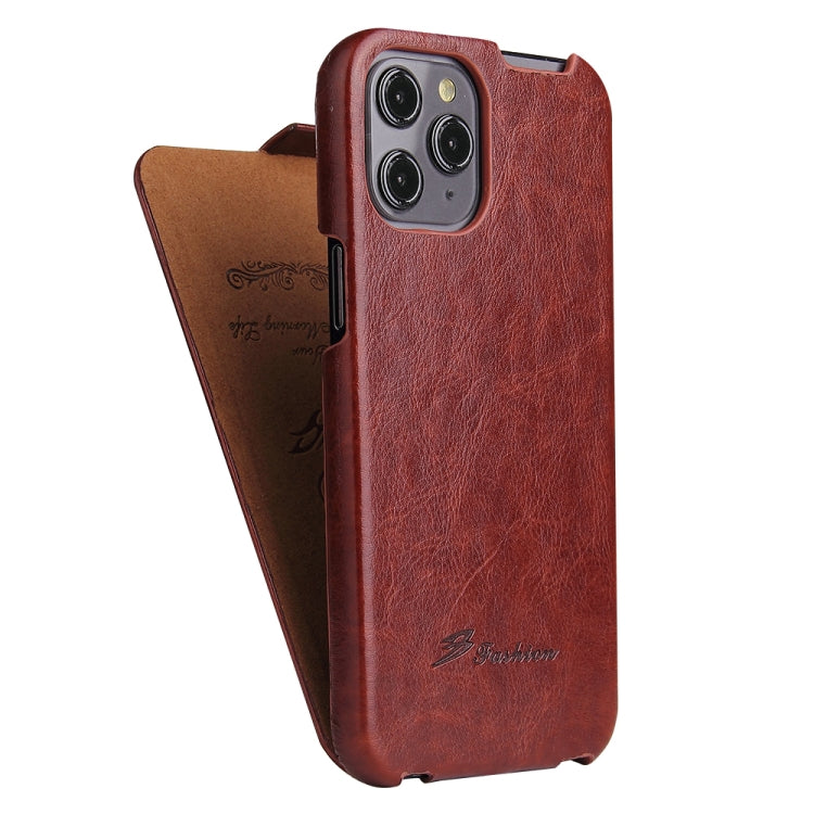 For iPhone 12 mini Fierre Shann Retro Oil Wax Texture Vertical Flip PU Leather Case (Brown) - HoMEdemic™ 