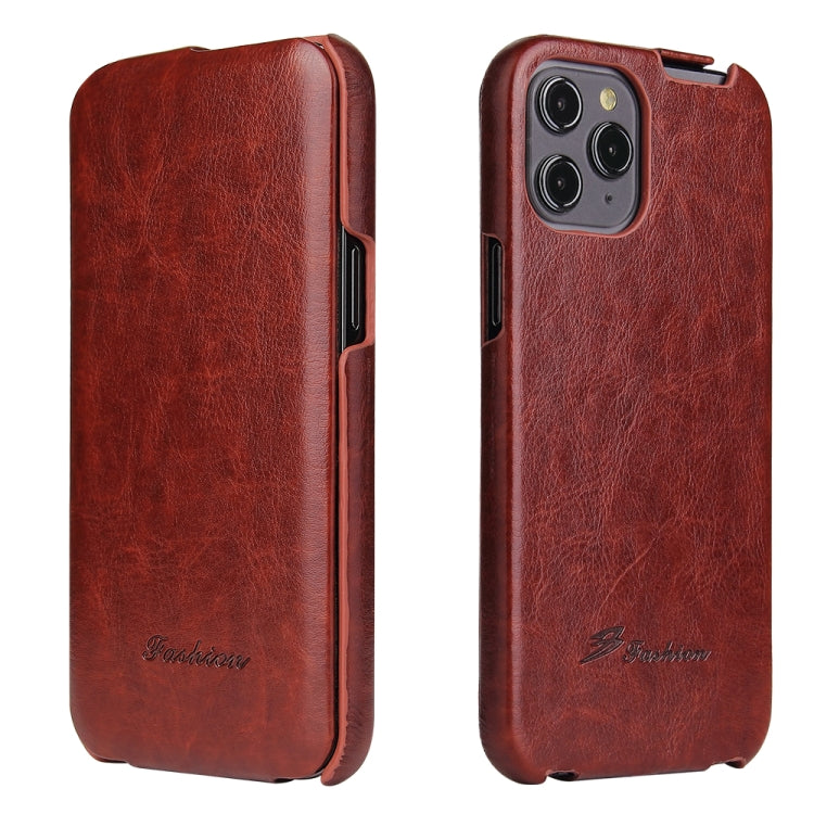 For iPhone 12 mini Fierre Shann Retro Oil Wax Texture Vertical Flip PU Leather Case (Brown) - HoMEdemic™ 