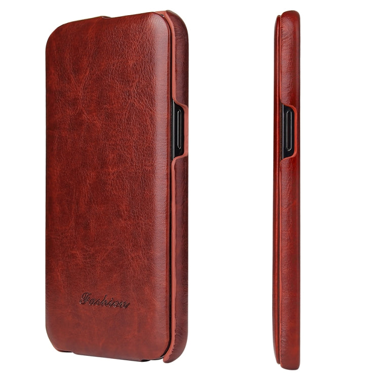 For iPhone 12 mini Fierre Shann Retro Oil Wax Texture Vertical Flip PU Leather Case (Brown) - HoMEdemic™ 
