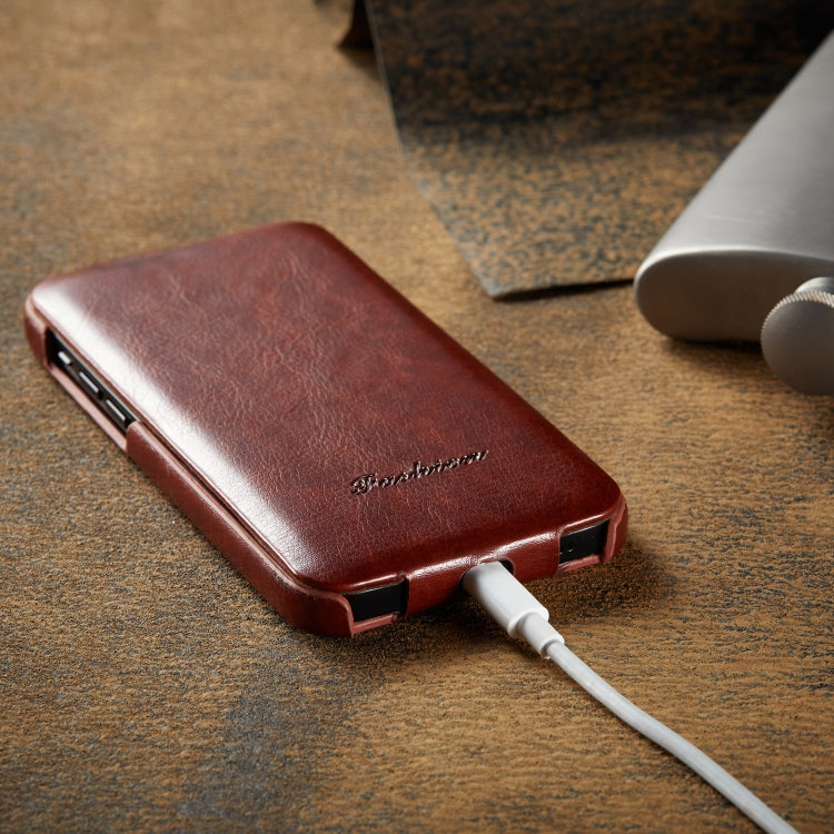 For iPhone 12 mini Fierre Shann Retro Oil Wax Texture Vertical Flip PU Leather Case (Brown) - HoMEdemic™ 