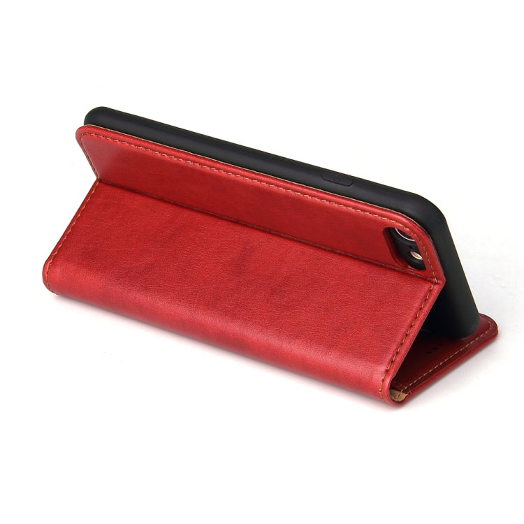 For iPhone SE 2022 / SE 2020 / 8 / 7 Fierre Shann PU Genuine Leather Texture Horizontal Flip Leather Case with Holder & Card Slots & Wallet(Red) - HoMEdemic™ 