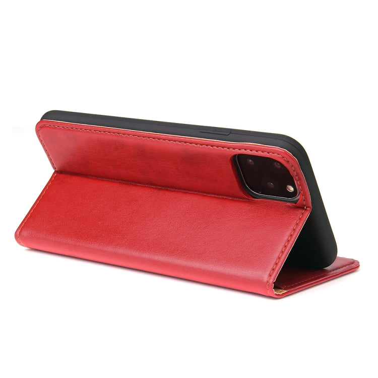 Fierre Shann PU Genuine Leather Texture Horizontal Flip Leather Case with Holder & Card Slots & Wallet For iPhone 11(Red) - HoMEdemic™ 