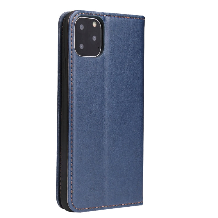 Fierre Shann PU Genuine Leather Texture Horizontal Flip Leather Case with Holder & Card Slots & Wallet For iPhone 11 Pro(Blue) - HoMEdemic™ 