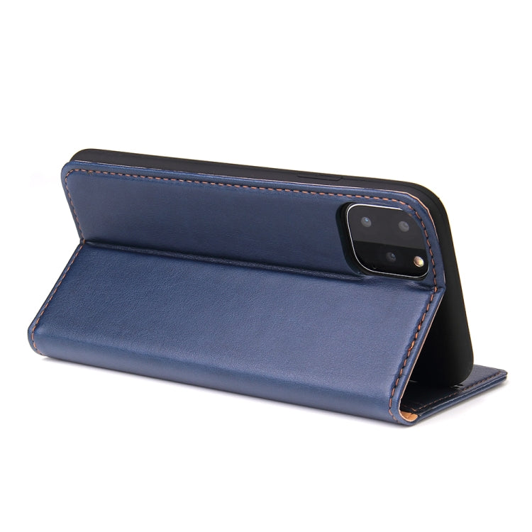 Fierre Shann PU Genuine Leather Texture Horizontal Flip Leather Case with Holder & Card Slots & Wallet For iPhone 11 Pro(Blue) - HoMEdemic™ 