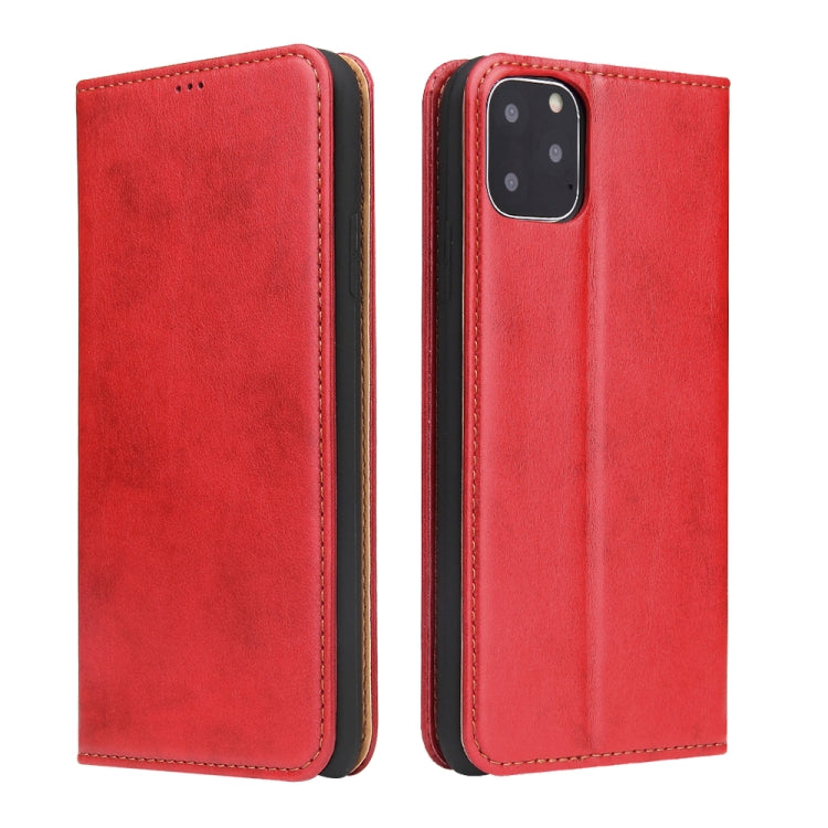 Fierre Shann PU Genuine Leather Texture Horizontal Flip Leather Case with Holder & Card Slots & Wallet For iPhone 11 Pro Max(Red) - HoMEdemic™ 