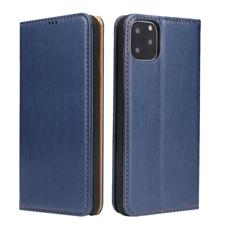 Fierre Shann PU Genuine Leather Texture Horizontal Flip Leather Case with Holder & Card Slots & Wallet For iPhone 11 Pro Max(Blue) - HoMEdemic™ 