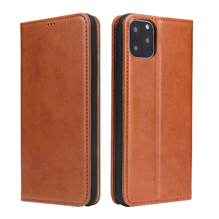 Fierre Shann PU Genuine Leather Texture Horizontal Flip Leather Case with Holder & Card Slots & Wallet For iPhone 11 Pro Max(Brown) - HoMEdemic™ 
