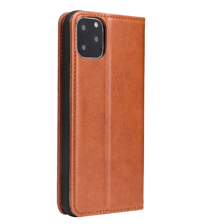 Fierre Shann PU Genuine Leather Texture Horizontal Flip Leather Case with Holder & Card Slots & Wallet For iPhone 11 Pro Max(Brown) - HoMEdemic™ 