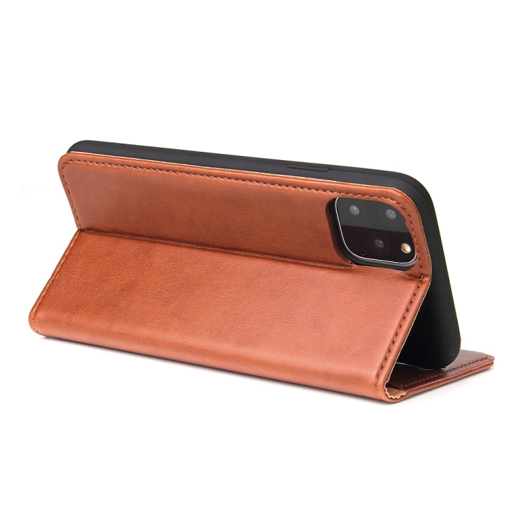 Fierre Shann PU Genuine Leather Texture Horizontal Flip Leather Case with Holder & Card Slots & Wallet For iPhone 11 Pro Max(Brown) - HoMEdemic™ 