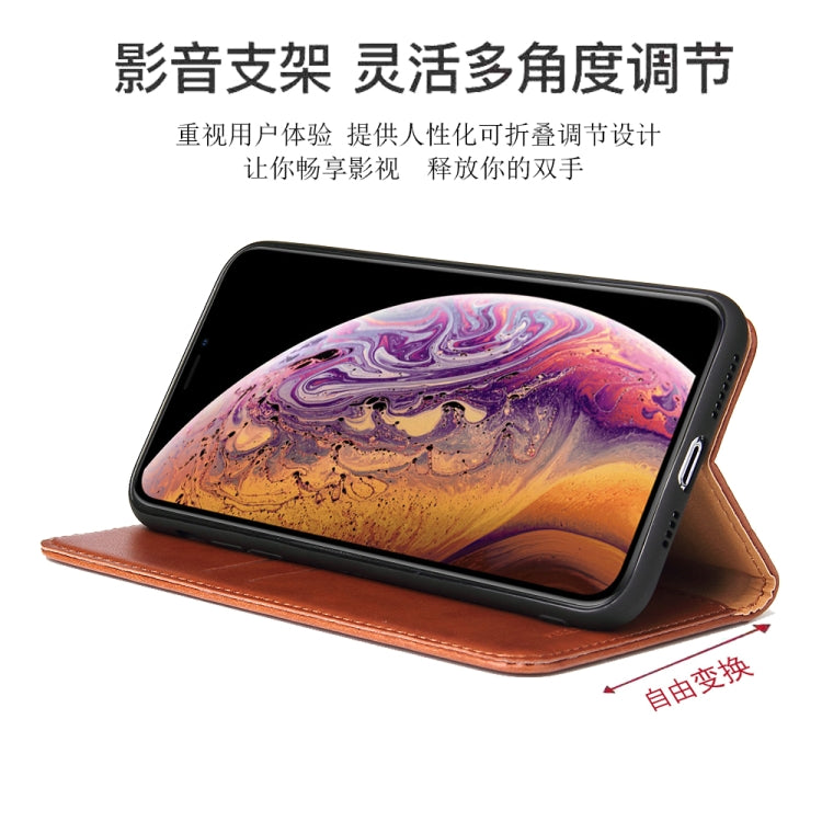 Fierre Shann PU Genuine Leather Texture Horizontal Flip Leather Case with Holder & Card Slots & Wallet For iPhone 11 Pro Max(Brown) - HoMEdemic™ 