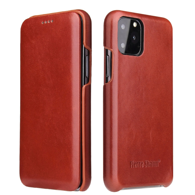 For iPhone 11 Fierre Shann Business Magnetic Horizontal Flip Genuine Leather Case (Brown) - HoMEdemic™ 