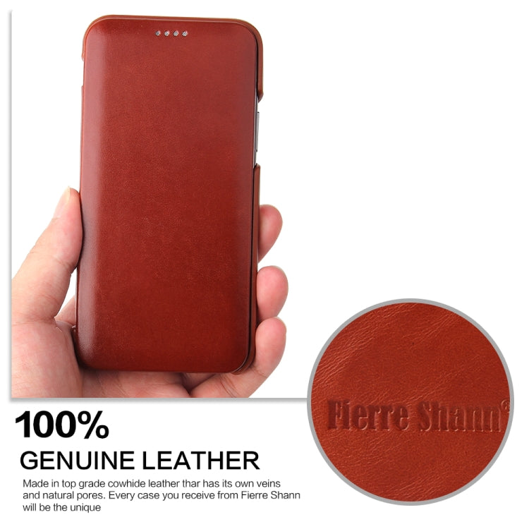 For iPhone 11 Fierre Shann Business Magnetic Horizontal Flip Genuine Leather Case (Brown) - HoMEdemic™ 