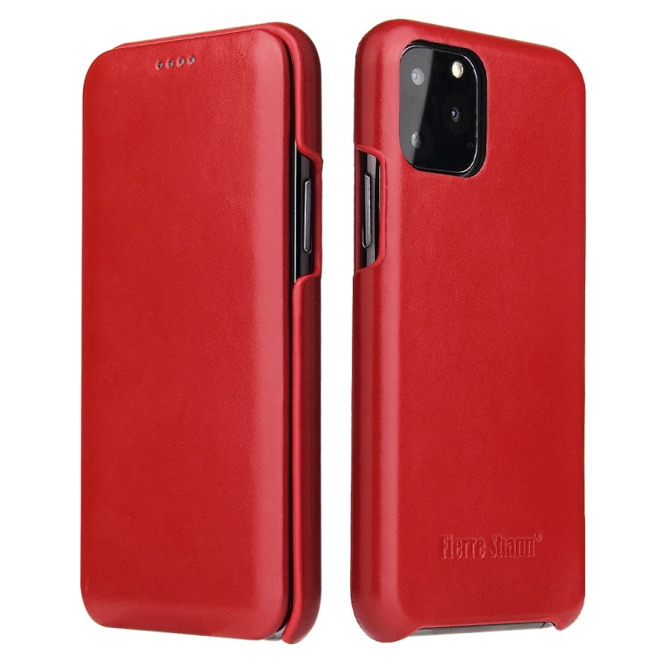 For iPhone 11 Fierre Shann Business Magnetic Horizontal Flip Genuine Leather Case (Red) - HoMEdemic™ 