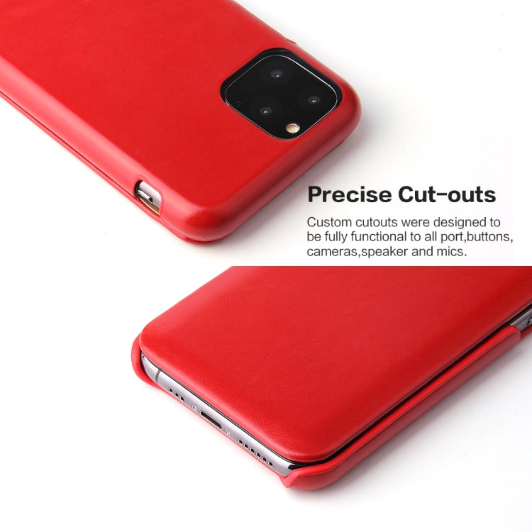 For iPhone 11 Fierre Shann Business Magnetic Horizontal Flip Genuine Leather Case (Red) - HoMEdemic™ 