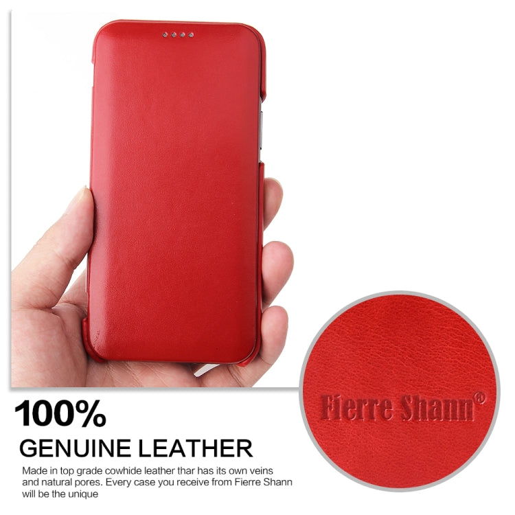 For iPhone 11 Fierre Shann Business Magnetic Horizontal Flip Genuine Leather Case (Red) - HoMEdemic™ 