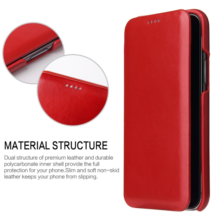 For iPhone 11 Fierre Shann Business Magnetic Horizontal Flip Genuine Leather Case (Red) - HoMEdemic™ 