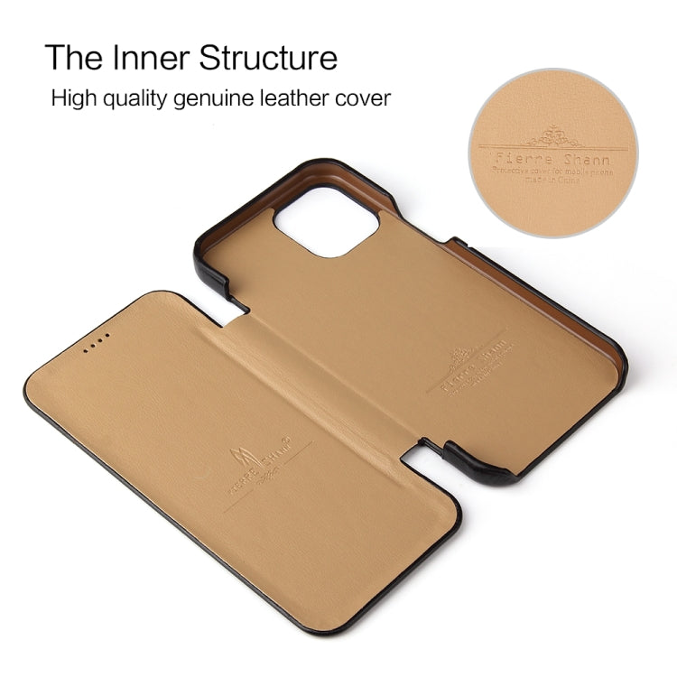 For iPhone 12 mini Fierre Shann Business Magnetic Horizontal Flip Genuine Leather Case (Black) - HoMEdemic™ 