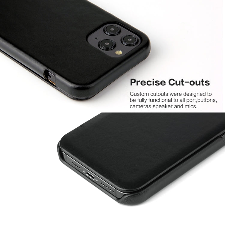 For iPhone 12 mini Fierre Shann Business Magnetic Horizontal Flip Genuine Leather Case (Black) - HoMEdemic™ 