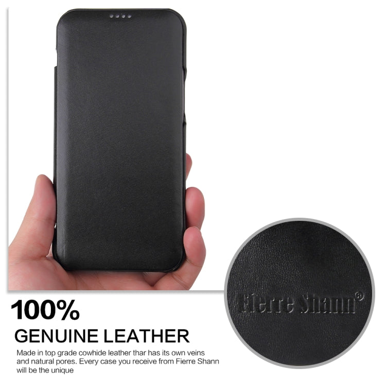 For iPhone 12 mini Fierre Shann Business Magnetic Horizontal Flip Genuine Leather Case (Black) - HoMEdemic™ 