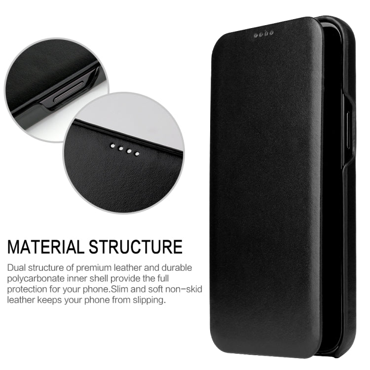 For iPhone 12 mini Fierre Shann Business Magnetic Horizontal Flip Genuine Leather Case (Black) - HoMEdemic™ 