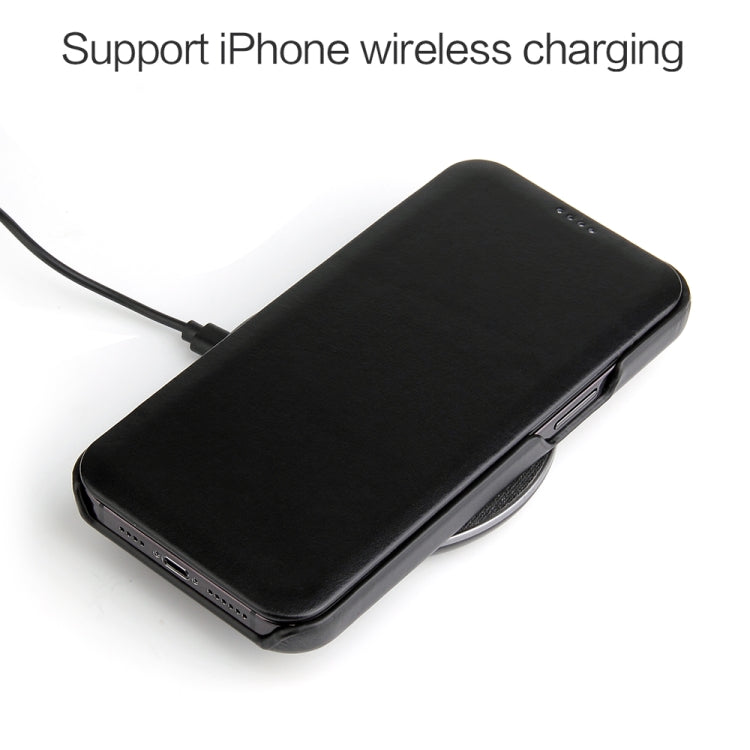 For iPhone 12 mini Fierre Shann Business Magnetic Horizontal Flip Genuine Leather Case (Black) - HoMEdemic™ 