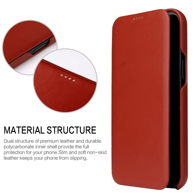 For iPhone 12 mini Fierre Shann Business Magnetic Horizontal Flip Genuine Leather Case (Brown) - HoMEdemic™ 