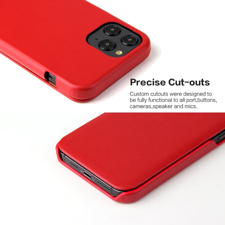 For iPhone 12 mini Fierre Shann Business Magnetic Horizontal Flip Genuine Leather Case (Red) - HoMEdemic™ 
