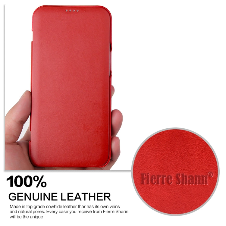 For iPhone 12 mini Fierre Shann Business Magnetic Horizontal Flip Genuine Leather Case (Red) - HoMEdemic™ 