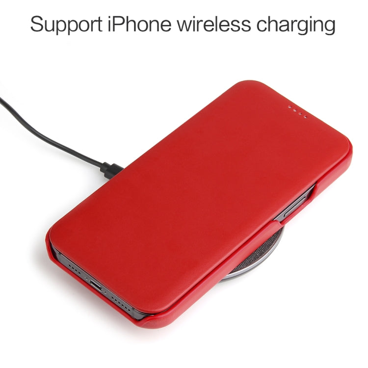 For iPhone 12 mini Fierre Shann Business Magnetic Horizontal Flip Genuine Leather Case (Red) - HoMEdemic™ 
