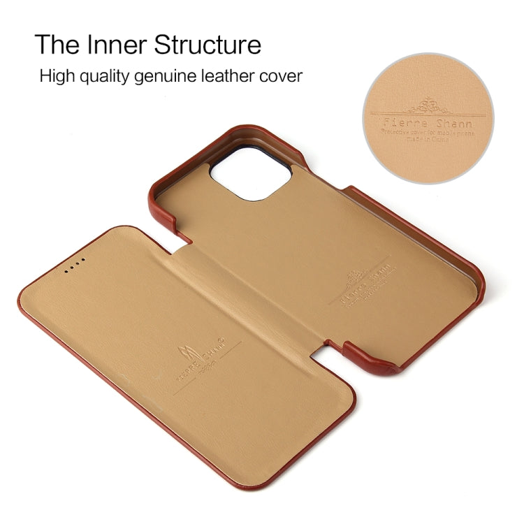For iPhone 12 Pro Max Fierre Shann Business Magnetic Horizontal Flip Genuine Leather Case(Brown) - HoMEdemic™ 