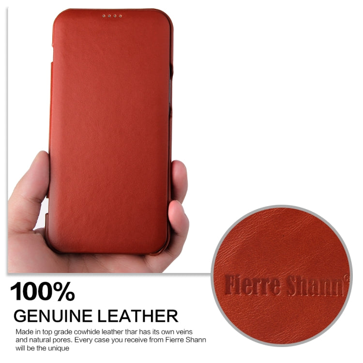 For iPhone 12 Pro Max Fierre Shann Business Magnetic Horizontal Flip Genuine Leather Case(Brown) - HoMEdemic™ 