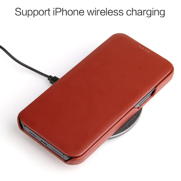 For iPhone 12 Pro Max Fierre Shann Business Magnetic Horizontal Flip Genuine Leather Case(Brown) - HoMEdemic™ 