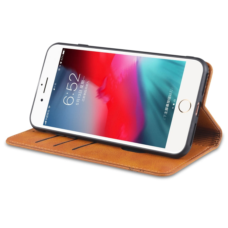 AZNS Magnetic Calf Texture Horizontal Flip Leather Case with Card Slots & Holder & Wallet For iPhone 8 / 7(Dark Brown) - HoMEdemic™ 