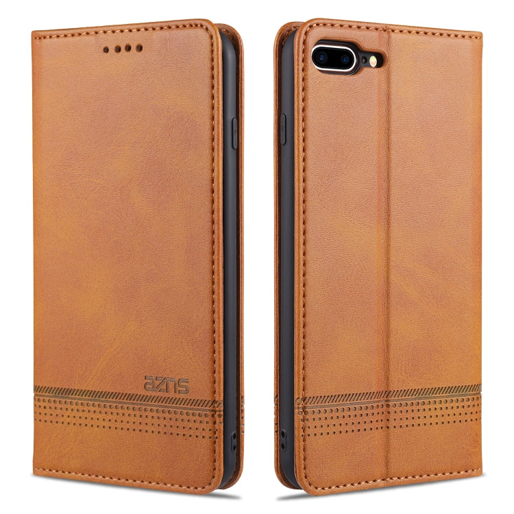AZNS Magnetic Calf Texture Horizontal Flip Leather Case with Card Slots & Holder & Wallet For iPhone 8 Plus/7 Plus(Light Brown) - HoMEdemic™ 
