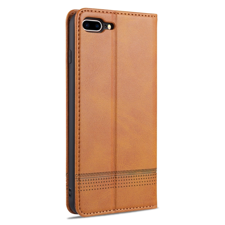 AZNS Magnetic Calf Texture Horizontal Flip Leather Case with Card Slots & Holder & Wallet For iPhone 8 Plus/7 Plus(Light Brown) - HoMEdemic™ 