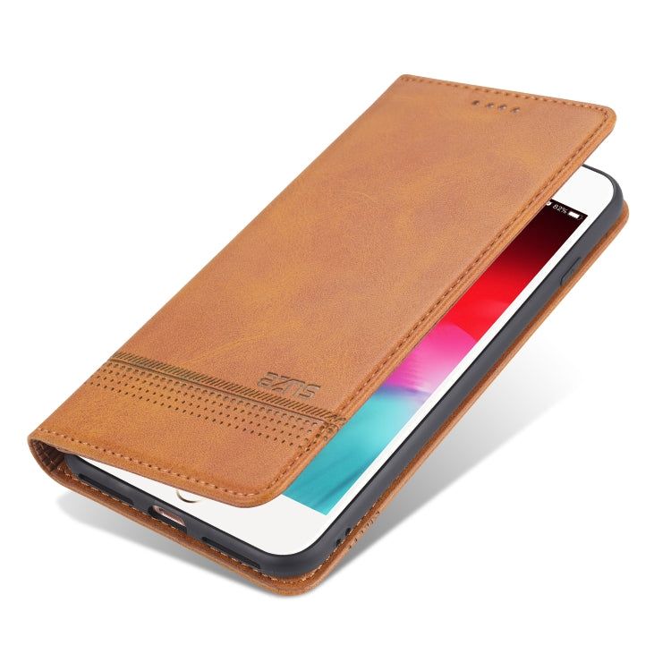 AZNS Magnetic Calf Texture Horizontal Flip Leather Case with Card Slots & Holder & Wallet For iPhone 8 Plus/7 Plus(Light Brown) - HoMEdemic™ 