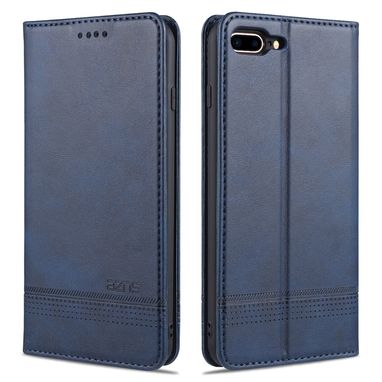 AZNS Magnetic Calf Texture Horizontal Flip Leather Case with Card Slots & Holder & Wallet For iPhone 8 Plus/7 Plus(Dark Blue) - HoMEdemic™ 