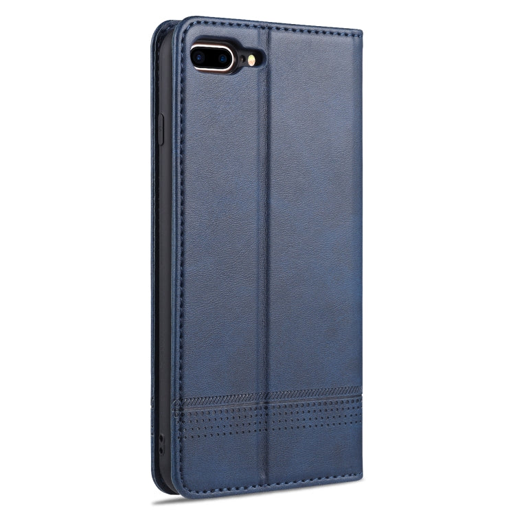 AZNS Magnetic Calf Texture Horizontal Flip Leather Case with Card Slots & Holder & Wallet For iPhone 8 Plus/7 Plus(Dark Blue) - HoMEdemic™ 