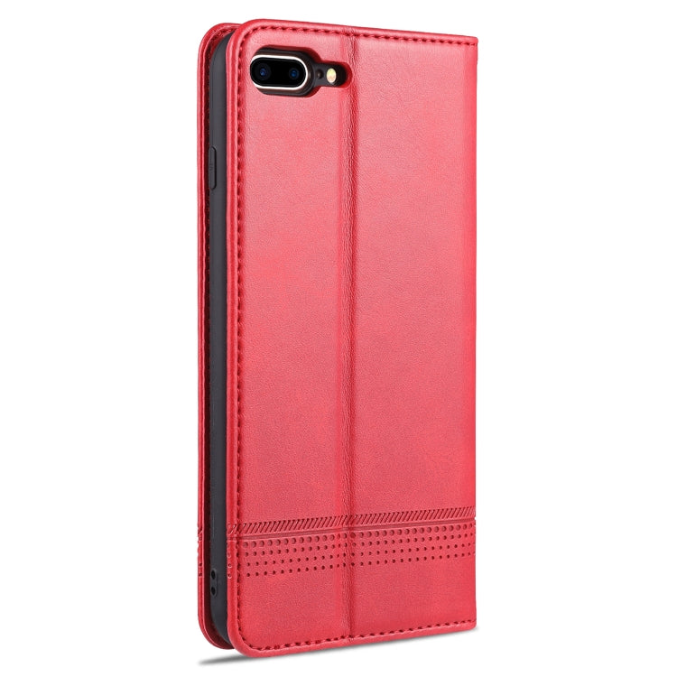AZNS Magnetic Calf Texture Horizontal Flip Leather Case with Card Slots & Holder & Wallet For iPhone 8 Plus/7 Plus(Red) - HoMEdemic™ 