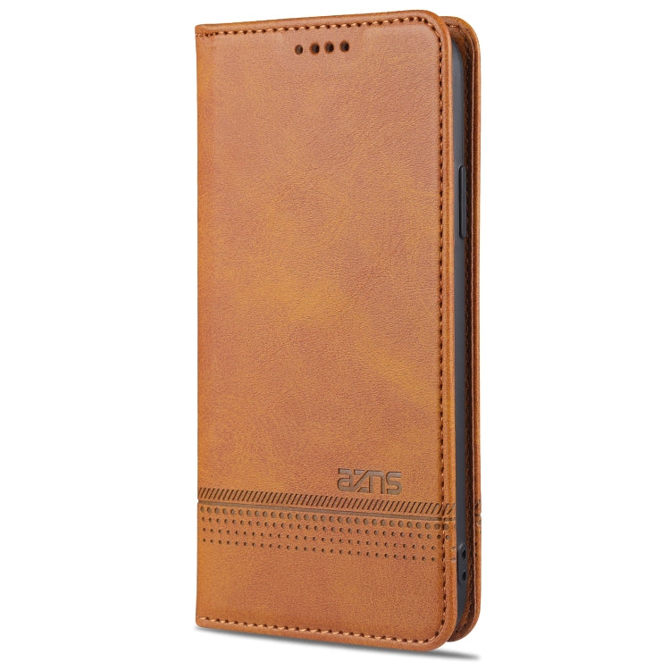 For iPhone XR AZNS Magnetic Calf Texture Horizontal Flip Leather Case with Card Slots & Holder & Wallet(Light Brown) - HoMEdemic™ 