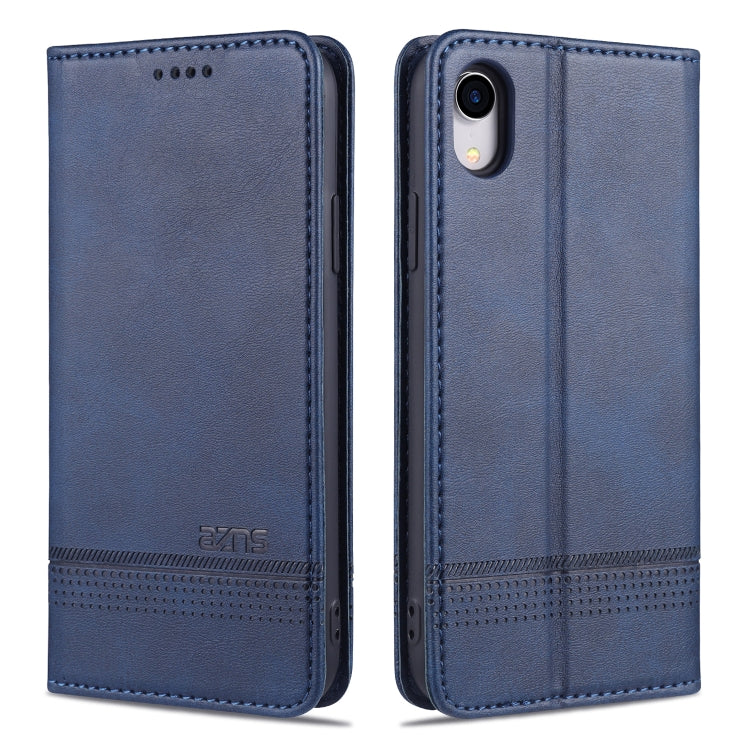 For iPhone XR AZNS Magnetic Calf Texture Horizontal Flip Leather Case with Card Slots & Holder & Wallet(Dark Blue) - HoMEdemic™ 