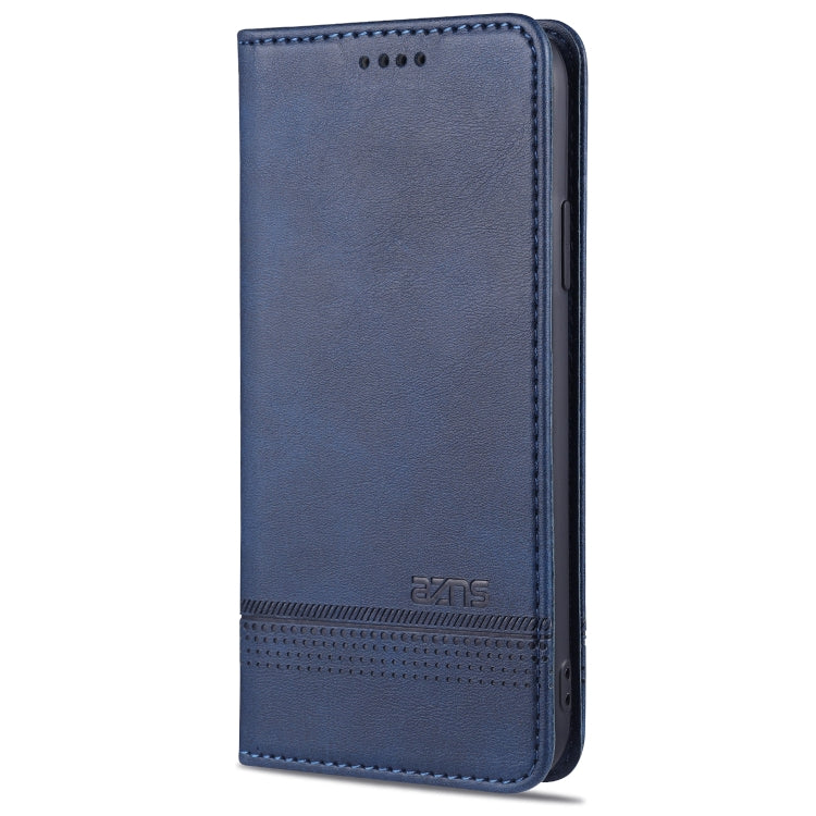 For iPhone XR AZNS Magnetic Calf Texture Horizontal Flip Leather Case with Card Slots & Holder & Wallet(Dark Blue) - HoMEdemic™ 