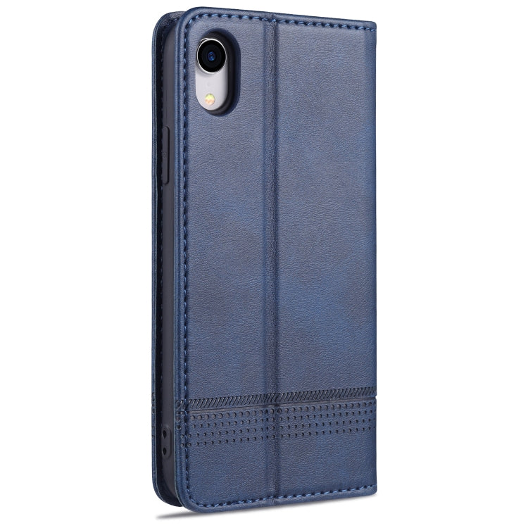 For iPhone XR AZNS Magnetic Calf Texture Horizontal Flip Leather Case with Card Slots & Holder & Wallet(Dark Blue) - HoMEdemic™ 