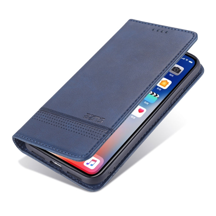 For iPhone XR AZNS Magnetic Calf Texture Horizontal Flip Leather Case with Card Slots & Holder & Wallet(Dark Blue) - HoMEdemic™ 