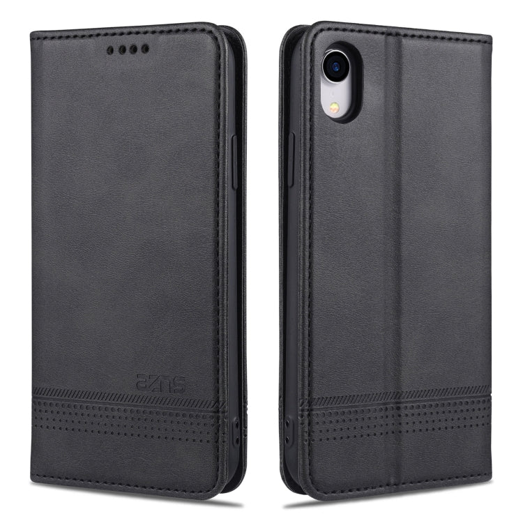 For iPhone XR AZNS Magnetic Calf Texture Horizontal Flip Leather Case with Card Slots & Holder & Wallet(Black) - HoMEdemic™ 