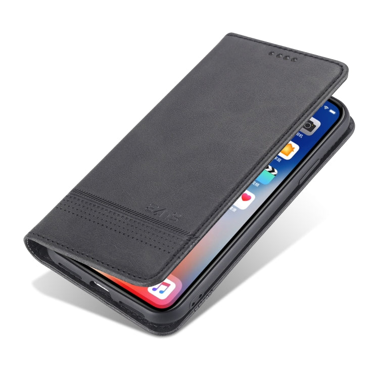 For iPhone XR AZNS Magnetic Calf Texture Horizontal Flip Leather Case with Card Slots & Holder & Wallet(Black) - HoMEdemic™ 